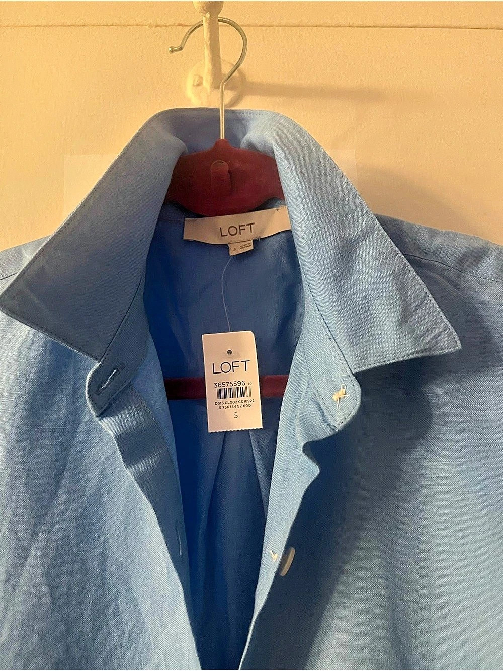 LOFT Linen Blend Pocket Maxi Shirtdress Blue Size Small - Picture 3 of 5